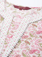 Sangria Women Paisley Printed Gotta Patti Kurta With Trousers