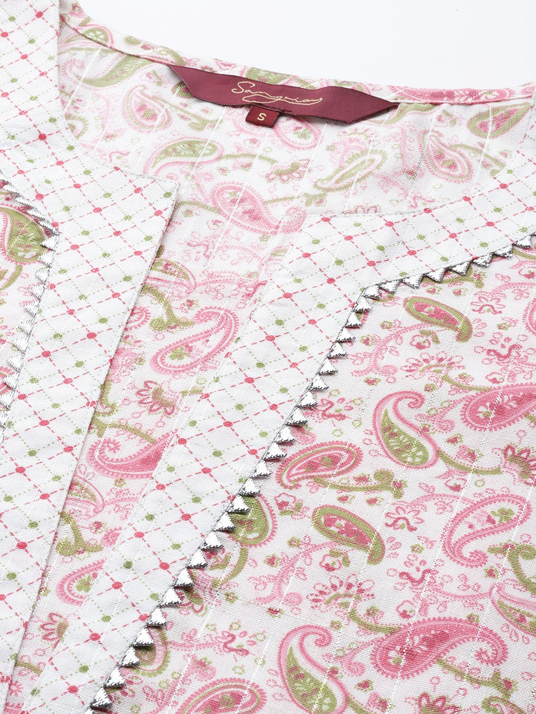 Sangria Women Paisley Printed Gotta Patti Kurta With Trousers
