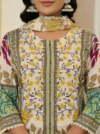Yufta Yellow Cotton Straight Floral Print Beads And Stones Lace Work Kurta Dupatta Set - Distacart
