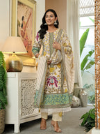 Yufta Yellow Cotton Straight Floral Print Beads And Stones Lace Work Kurta Dupatta Set - Distacart