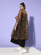 InWeave Black - Multi Print Organza Cape Set - Distacart