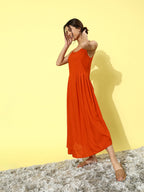 InWeave Orange Floral Printed Organza Cape Set - Distacart