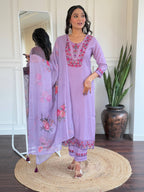 The52 Beautiful Women's Thread work Viscose Fabric Straight Kurta, Pant and Dupatta Set - Distacart