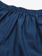 TAG 7 Women Navy Blue Hem Design Straight Palazzos