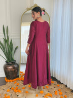 The52 Embroidery Work with Vichitra Silk Fabric A-line Kurta, Pant and Dupatta Set - Distacart