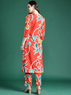 Indo Era Floral Printed Regular Pure Cotton Kurta with Trousers - Distacart