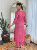 The52 Women Gorgeous Embroidery Work with Viscose Silk Fabric Straight Kurta, Pant and Dupatta Set - Distacart