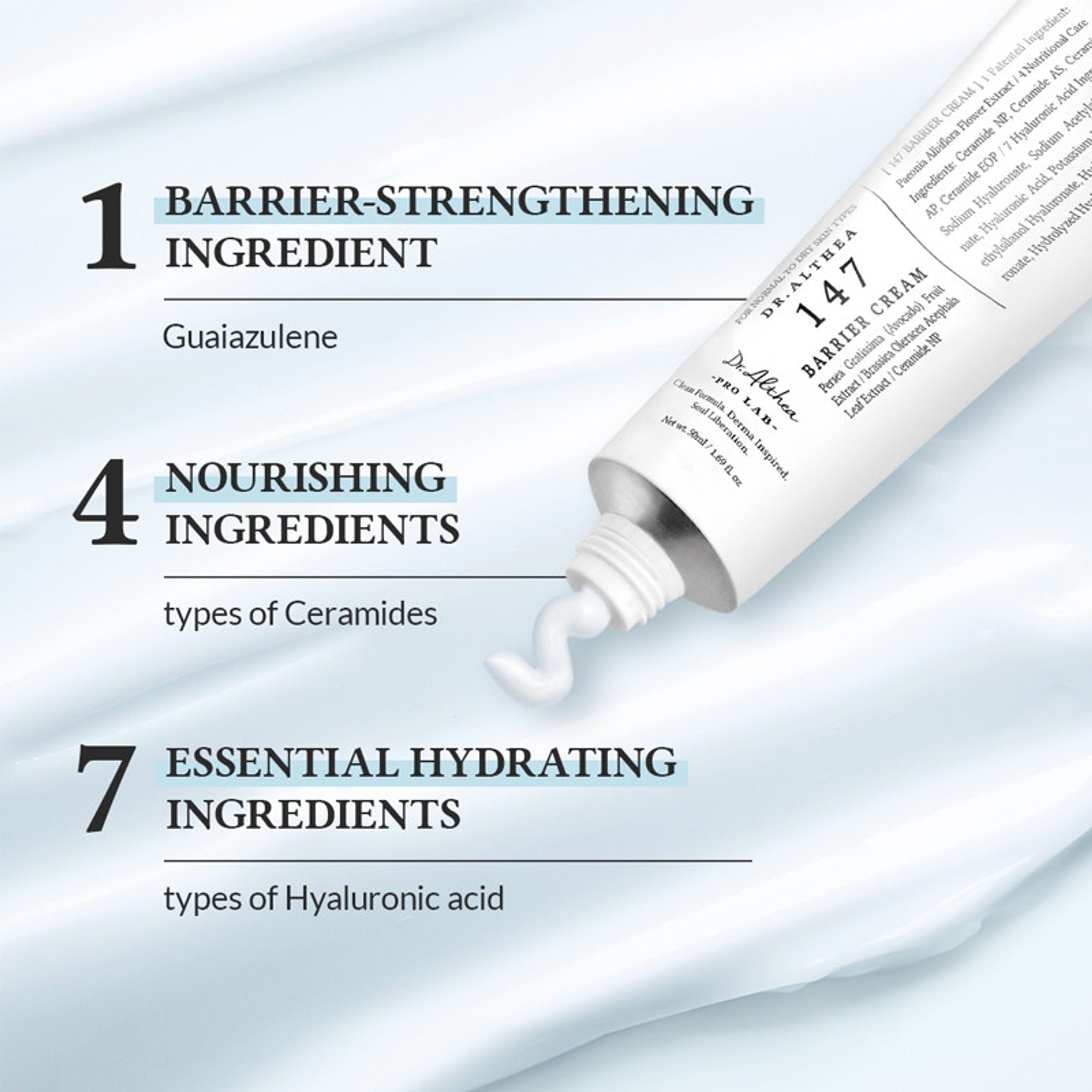 Dr.Althea 147 Barrier Cream: Rich Ceramide & hyaluronic acid infused cream for Damaged Skin Barrier