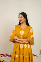 Joban Fashion Mustard Yellow Tie & Dye Cotton Dress - Distacart