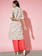 Myshka Women Multi Floral Cotton A-Line Round Neck Kurtas - Distacart
