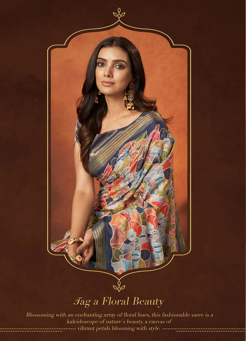 Grey Rangkat and Crepe Silk Abstract Saree With Unstitched Blouse Piece - Mohmanthan Royal Saachi