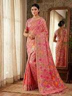 Shree Shyam Fashion Pink Linen Cotton Saree - Distacart