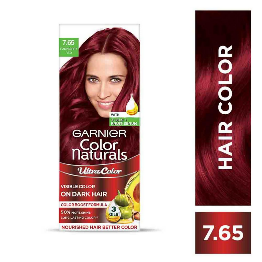 Garnier Color Naturals Ultra Hair Color - 7.65 Raspberry Red - Distacart