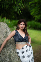 Amodini Designer Studio Women's Black Lehriya Sleeveless Blouse