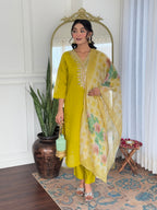 The52 Beautiful Embroidery Work with Viscose Fabric Straight Kurta, Pant and Dupatta Set - Distacart