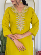 The52 Beautiful Embroidery Work with Viscose Fabric Straight Kurta, Pant and Dupatta Set - Distacart