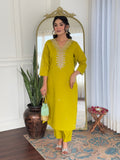 The52 Beautiful Embroidery Work with Viscose Fabric Straight Kurta, Pant and Dupatta Set - Distacart