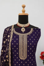 Anaita Royal Blue Dola Jacquard Silk Sequin Embroidered Salwar Suit - Distacart