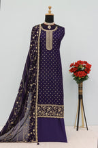 Anaita Royal Blue Dola Jacquard Silk Sequin Embroidered Salwar Suit - Distacart