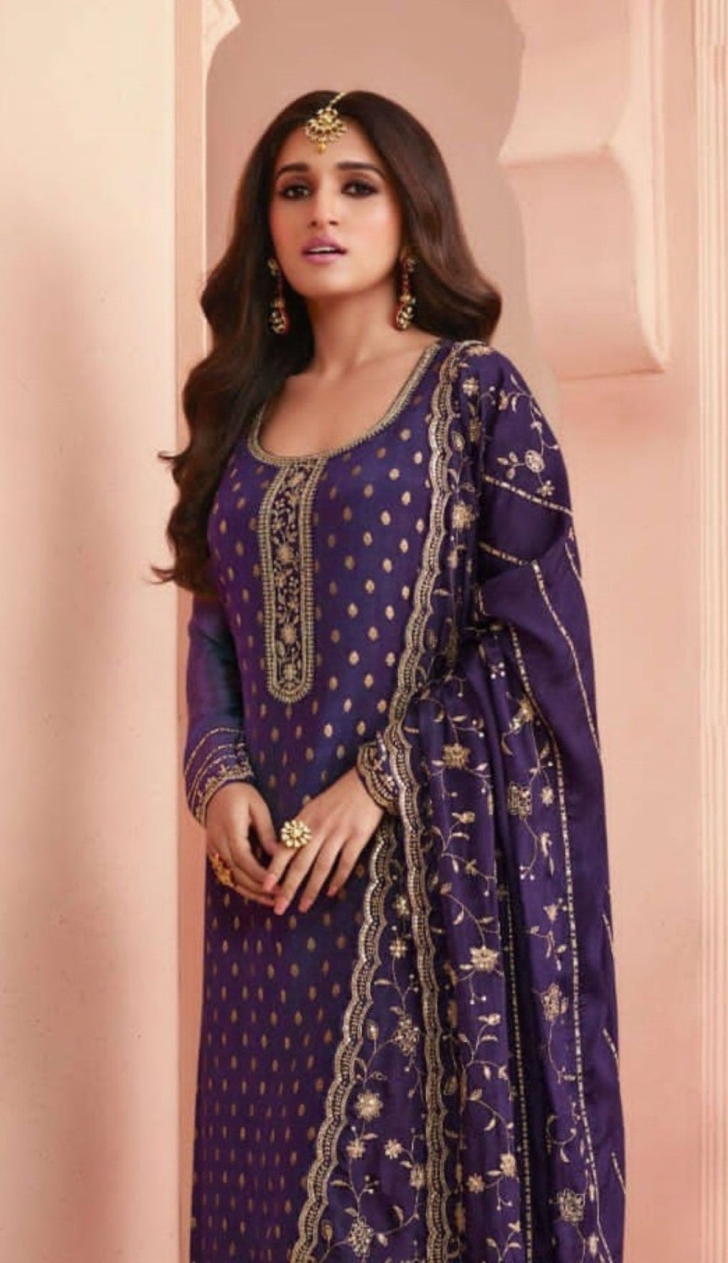Anaita Royal Blue Dola Jacquard Silk Sequin Embroidered Salwar Suit - Distacart