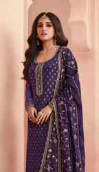 Anaita Royal Blue Dola Jacquard Silk Sequin Embroidered Salwar Suit - Distacart