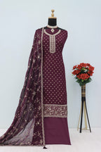 Anaita Purple Dola Jacquard Silk Sequin Embroidered Salwar Suit - Distacart