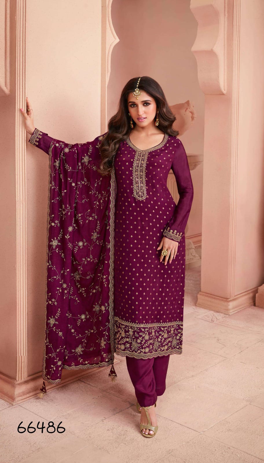 Anaita Purple Dola Jacquard Silk Sequin Embroidered Salwar Suit - Distacart