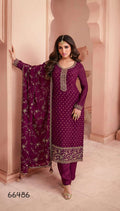 Anaita Purple Dola Jacquard Silk Sequin Embroidered Salwar Suit - Distacart