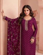 Anaita Purple Dola Jacquard Silk Sequin Embroidered Salwar Suit - Distacart