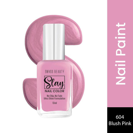 Swiss Beauty Slay Nail Color With Ultra Shine Formulation - 604 Blush Pink