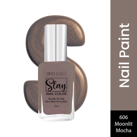 Swiss Beauty Slay Nail Color With Ultra Shine Formulation - 606 Moonlit Mocha