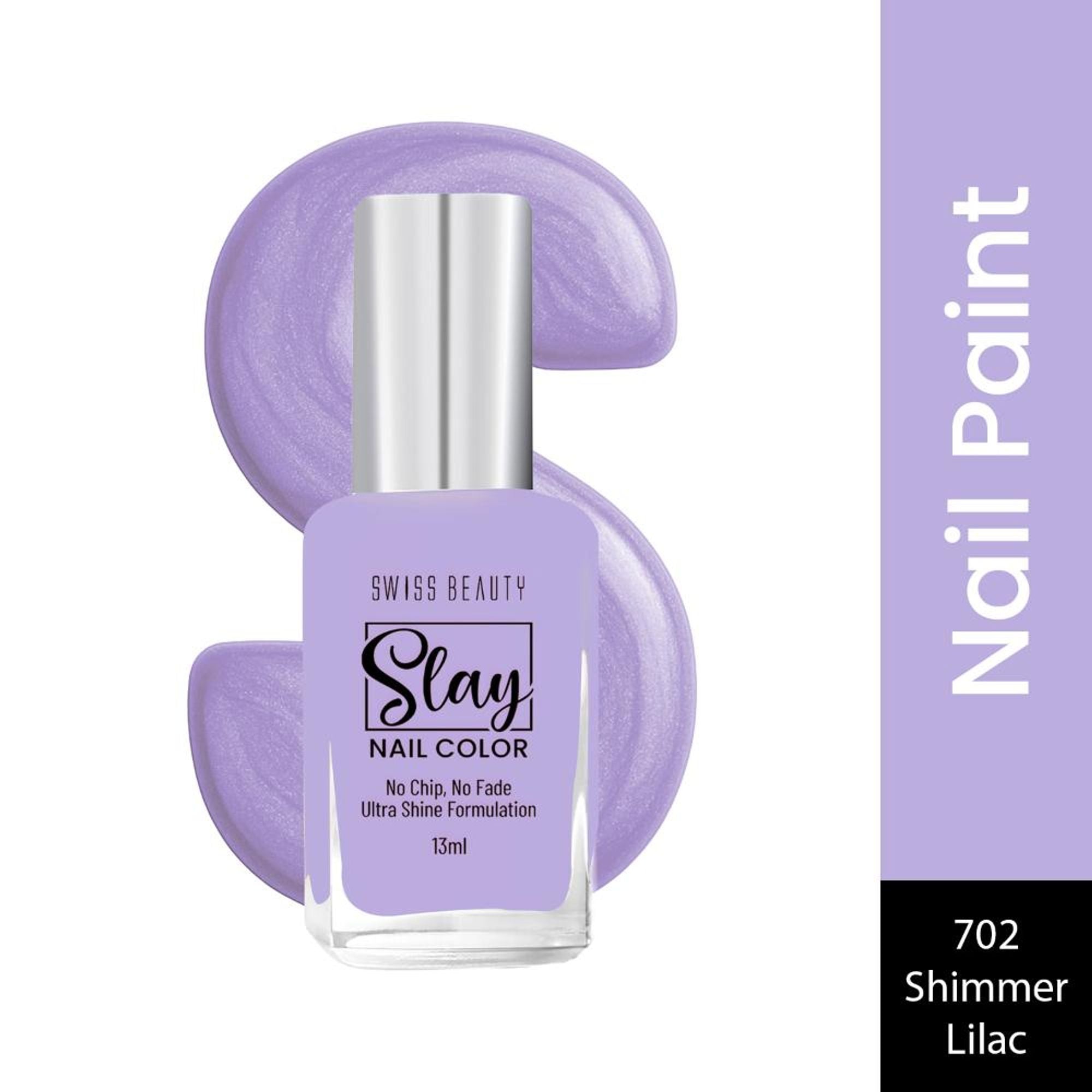 Swiss Beauty Slay Nail Color With Ultra Shine Formulation - 702 Shimmer Lilac