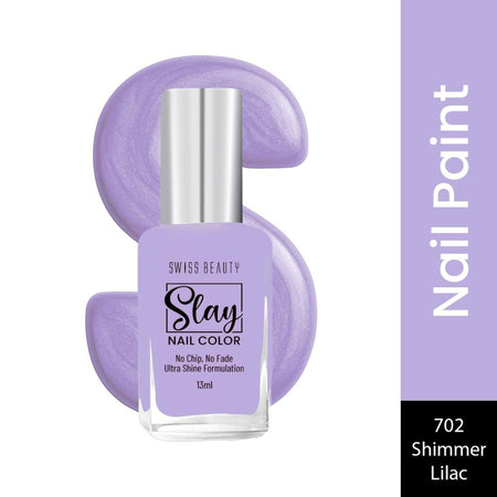 Swiss Beauty Slay Nail Color With Ultra Shine Formulation - 702 Shimmer Lilac