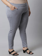 TAG 7 Women Grey Plus size Solid Ankle-Length Leggings