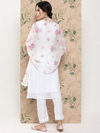 Sangria Floral Printed Regular Thread Work Kurta with Trousers & With Dupatta