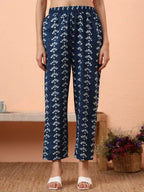 Yufta Blue Cotton Maternity Kurta Pant Set