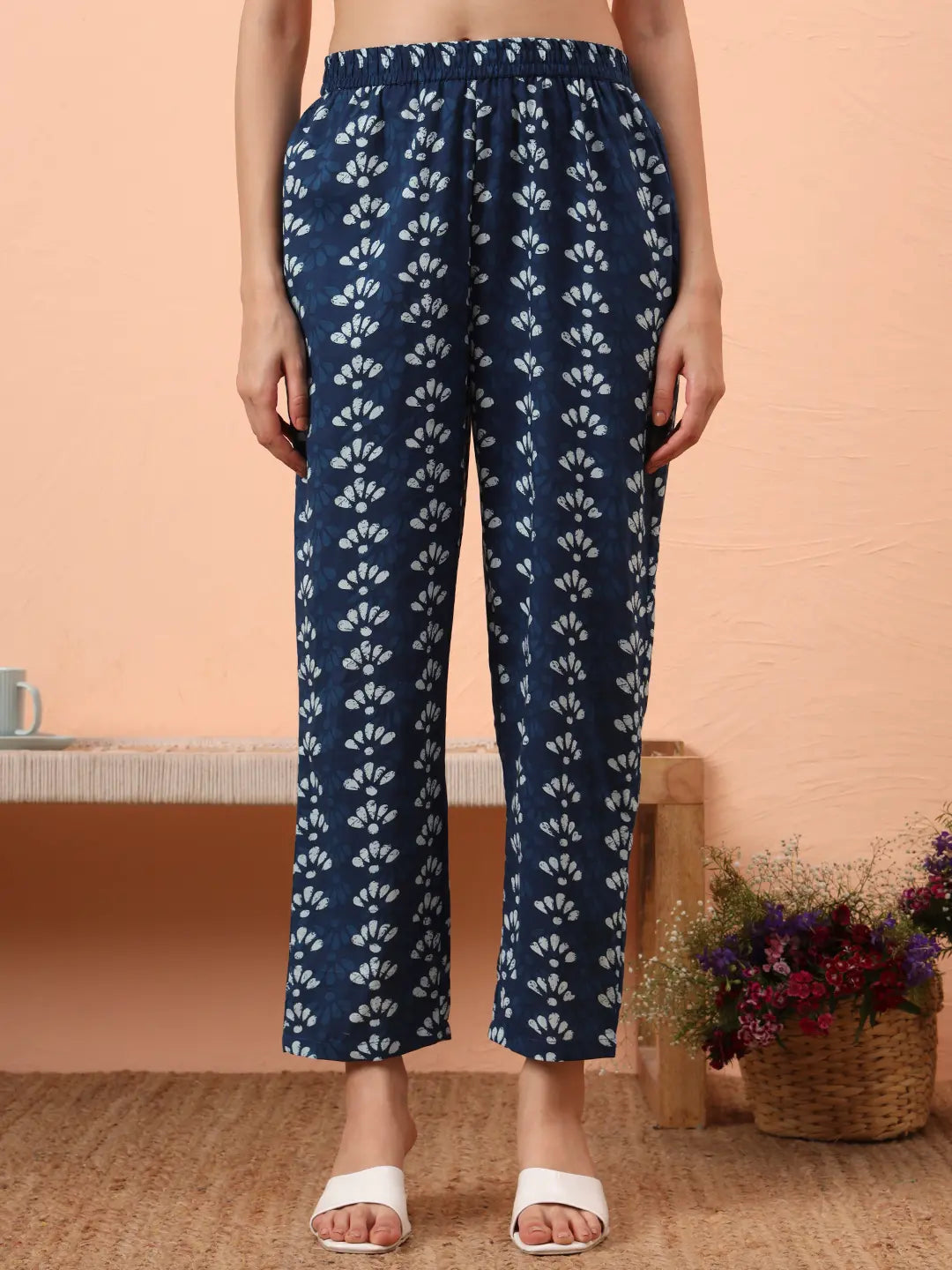 Yufta Blue Cotton Maternity Kurta Pant Set