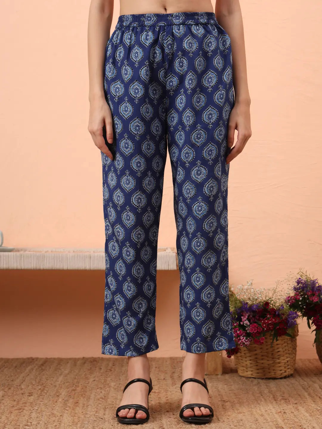 Yufta Blue Cotton Maternity A-Line Kurta Pant Set - Distacart