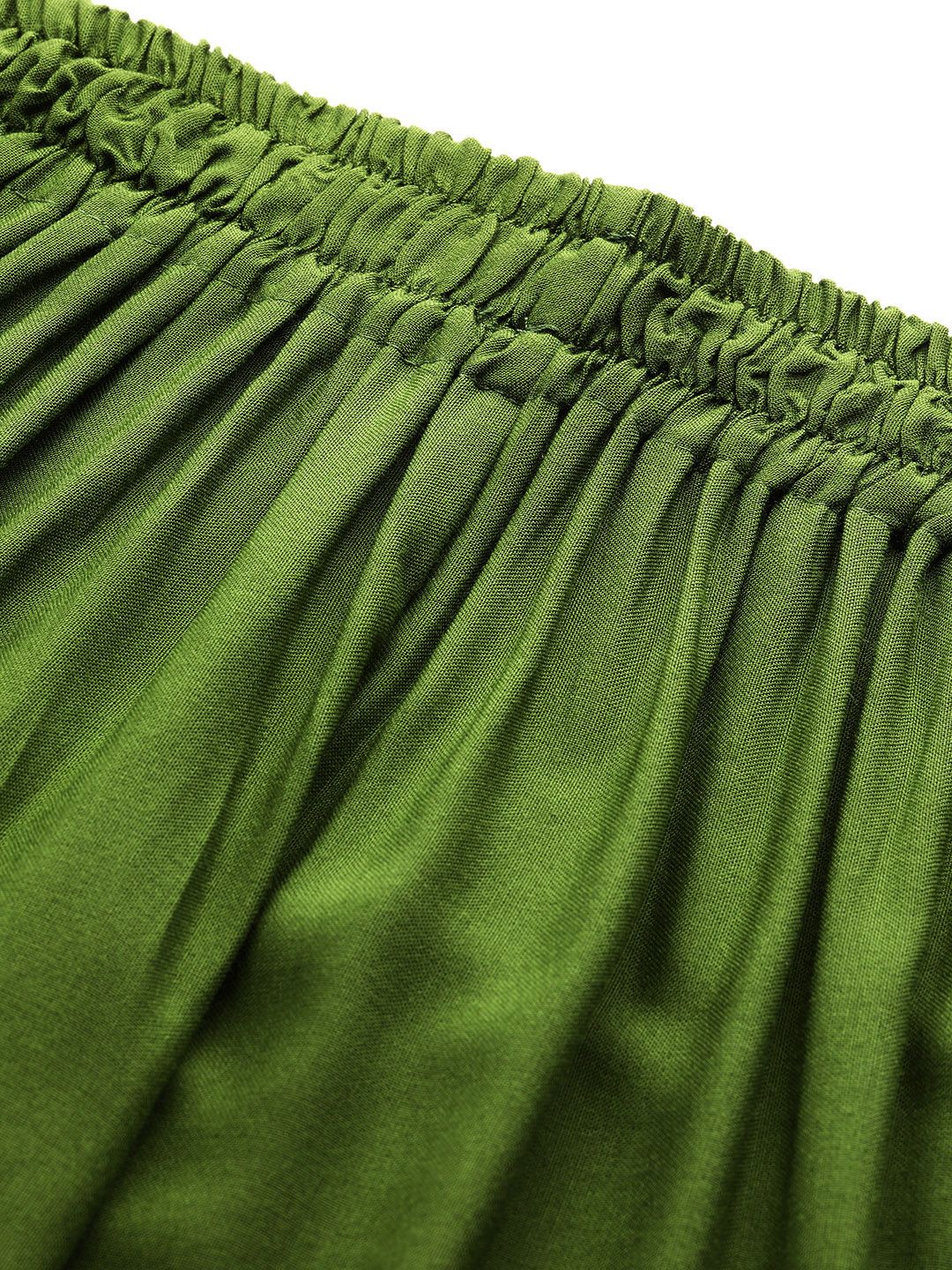 TAG 7 Women Green Solid Wide Leg Palazzos