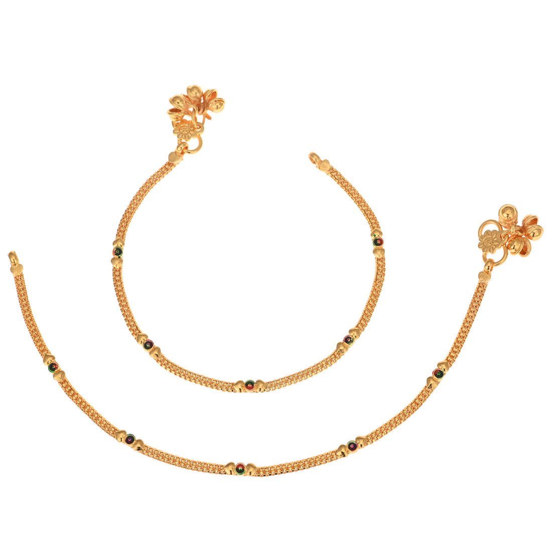 AanyaCentric Gold-Polished Traditional Anklets Payal - Classic and Stylish for Women and Girls