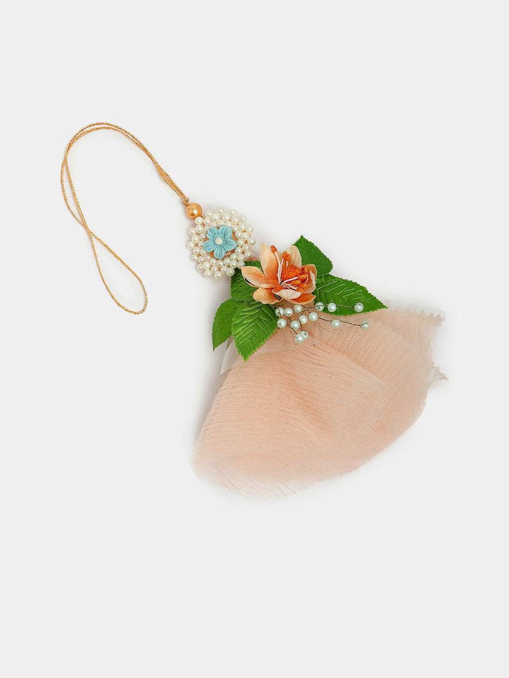 NVR Women & Men Set of 2 Peach Floral Design Pearl Beaded Bhaiya Bhabi Rakhi With Roli Chawal - Distacart