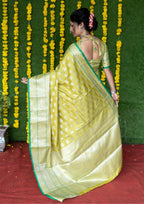 Jyoti Fashion Women's Green Soft Handloom Silk Zari Woven Saree with Blouse