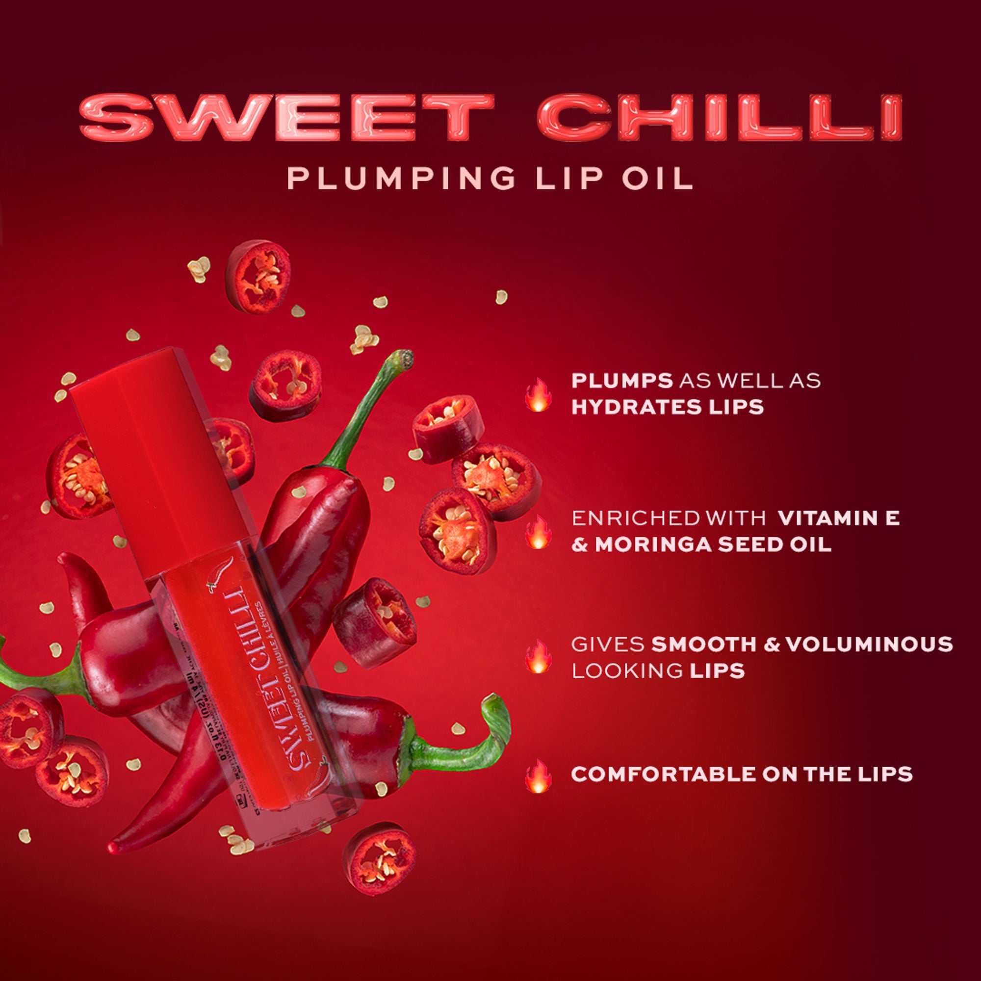 Makeup Revolution Heart Revolution Sweet Chilli Plumping Lip Oil - Red - Distacart