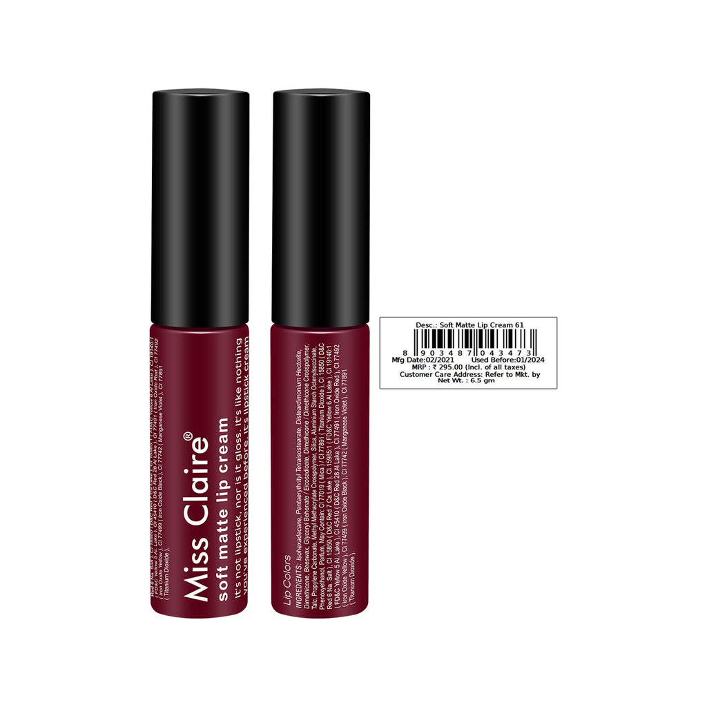 Miss Claire Soft Matte Lip Cream - 61 - Distacart