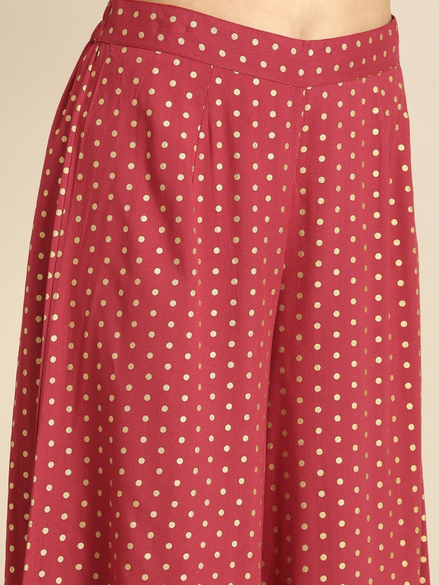 All About You Women Red Ethnic Motifs Printed Kurta with Palazzos