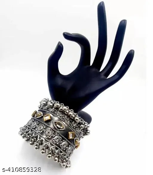 Tehzeeb Creations Women's Oxidised Afghani Style Bangle (Kadha) With Ghungroo - Distacart