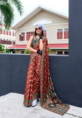 Anaita Maroon Ajrakh Printed Pure Satin Silk Saree With Blouse - Distacart