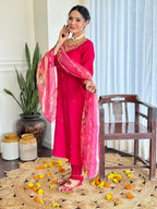 The52 Women's Beautiful Viscose Embroidery work Straight Kurta with Pant and Dupatta Set - Distacart