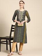 Sangria Women Blue Bandhani Embroidered Thread Work Kurta