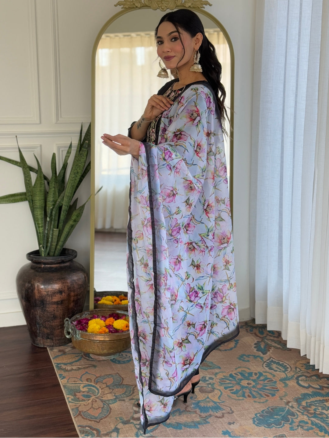 The52 Women Embroidery Work with Rayon Fabric Straight Kurta, Pant and Dupatta Set - Distacart